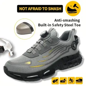 Casual For Work And Weekend Sneakers Men's Breathable Mesh Steel Toe Anti-Slip