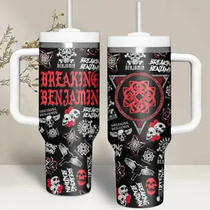 Breaking Benjamin Band Tumbler 40oz 20oz with Handle, Rock Music Fan Insulated Travel Mug, Alternative Metal Band Drinkware Gift