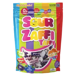 SOUR Zaffi Taffy Sugar Free Vegan Taffy 5 oz. Pouch Sour Candies Sour Gummy Variety Sour Sweet Flavors