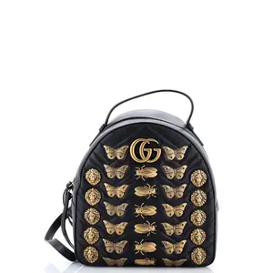 Pre-owned GUCCI Leather Backpacks GG Marmont Backpack Embellished Matelasse Small by Rebag