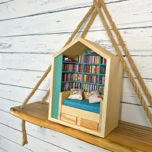 Mini Bookshelf Decoration, Anxiety Theme Mini Bookshelf, 300 Mini Books, Suitable for Home Office Decor, Indoor Home Decoration, Vintage Decor, Perfect Gift Idea