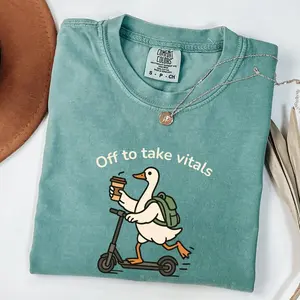 Comfort Colors Off To Take Vitals Shirt Funny Nurse T-Shirt Aesthetic Medical Graphic Tee Vintage Caregiver Top Retro Nursing Student Apparel Spirit Era Art