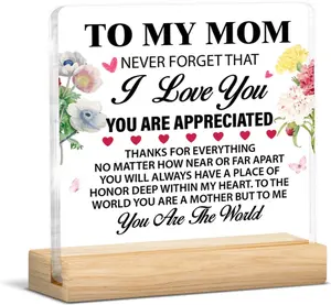 Mom Gifts From Daughter Son, Gifts for Mother Mommy Mothers Day Birthday, to My Mom Acrylic Sign Home Desk Decor