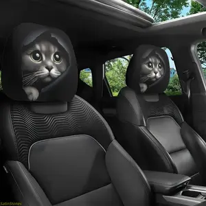 2-Pack Cute Cat Print Universal Car Headrest Covers, Washable Girly Car Accessories, Easy-to-Install Comfortable Auto Add-Ons for Trucks, SUVs, Accessories For Car