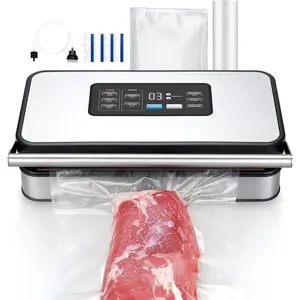 Vacuum Sealer Machine with 160W Double Pump, Full Automoatic Pro Vacuum Sealer for  Preservation with Liquid/Moist/Dry ,  Sealer with Removable Drip Tray, Roll Storage and