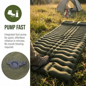 Ultralight Inflatable Pad with Pillow Portable Sleeping Pads Built-In Foot Pump Thicken Tourist Air Cushion Compact for Cycling Camping Backpacking NEW