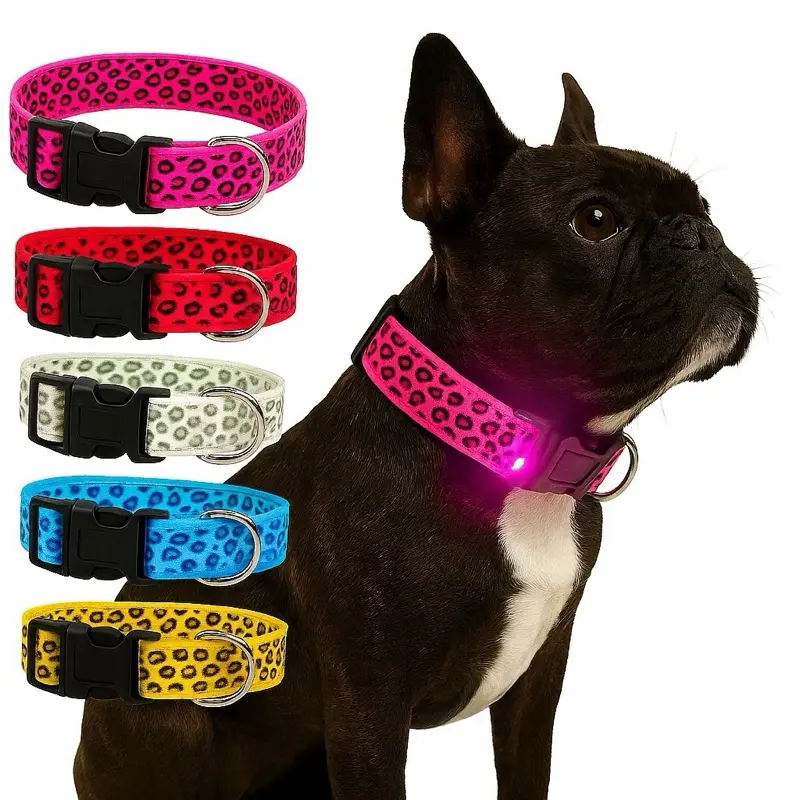Leopard Print LED Light Up Collar