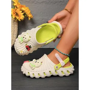 Women's Cute Cartoon Bear Design Clogs, Casual Comfortable Breathable Non-slip Clogs, Fashionable Shoes for Indoor & Outdoor Wear