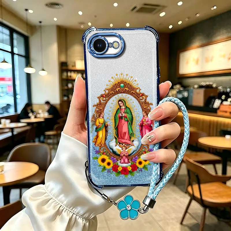 Suitable for [iPhone 16e] high-end  phone case,Free lanyard included,Virgende Guadalupe Phone Case, Four-corner airbag drop protection,Protective Silicone Cover, Protection Durabl.YM99