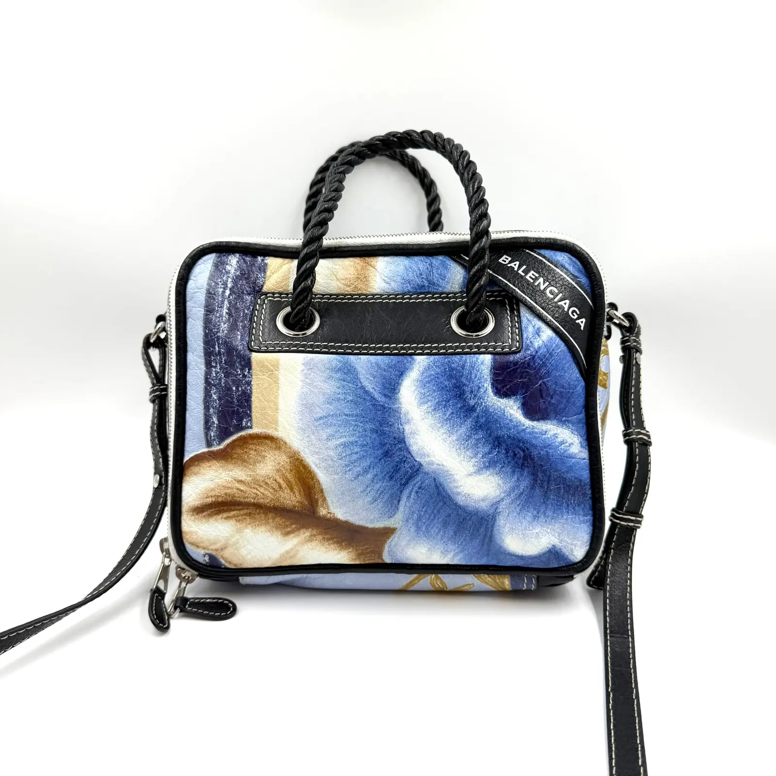 Pre-owned Balenciaga As Shown Shoulder Bags HZ 5970 Leather Blanket Square Blue Crossbody Bags 26.07.03