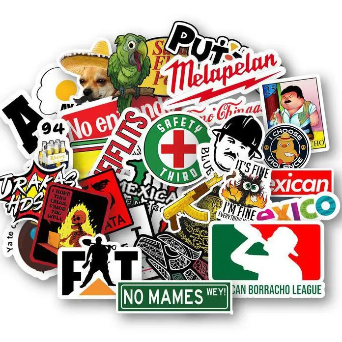 50Pcs Mexican Inspired Funny Sticker Pack, Latino Humor Meme Decals for Laptop Water Bottle Hard Hat Toolbox, Creative Sticker Gift for Adults Men Women Teens