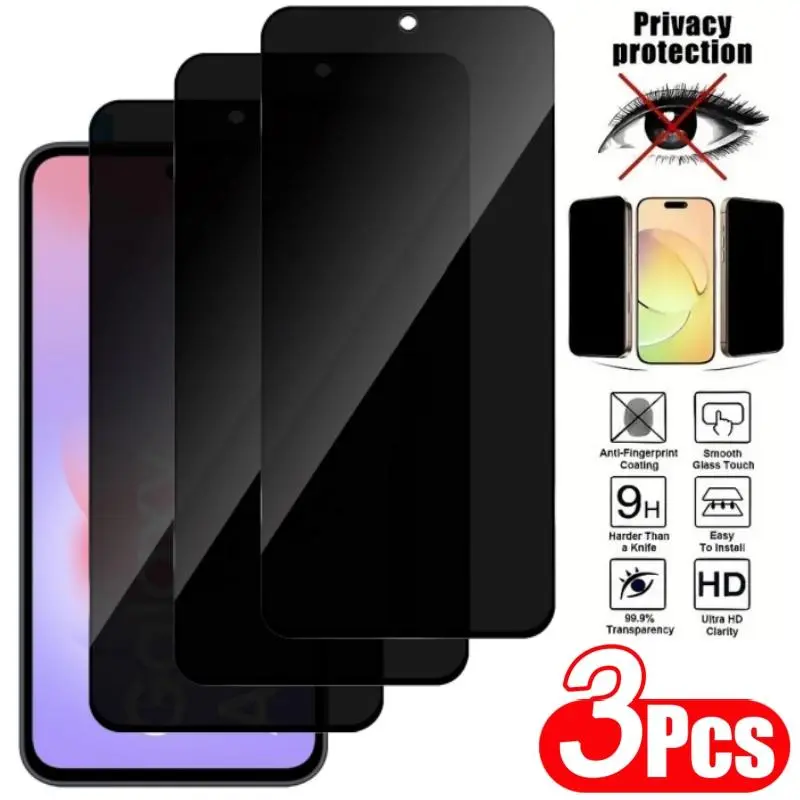 3Pcs Anti-Spy Tempered Glass Screen Protector For Samsung Galaxy S20 S21 S23 S24 S25 FE A51 A52 A53 A54 A55 A56 A57 Privacy Film