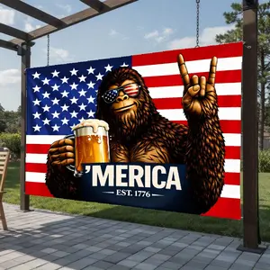 'Merica Bigfoot Patriotic Flag |   1776-2026 250th Anniversary USA Beer Rock On Garden Yard Decor Photo Gift Party Decoration