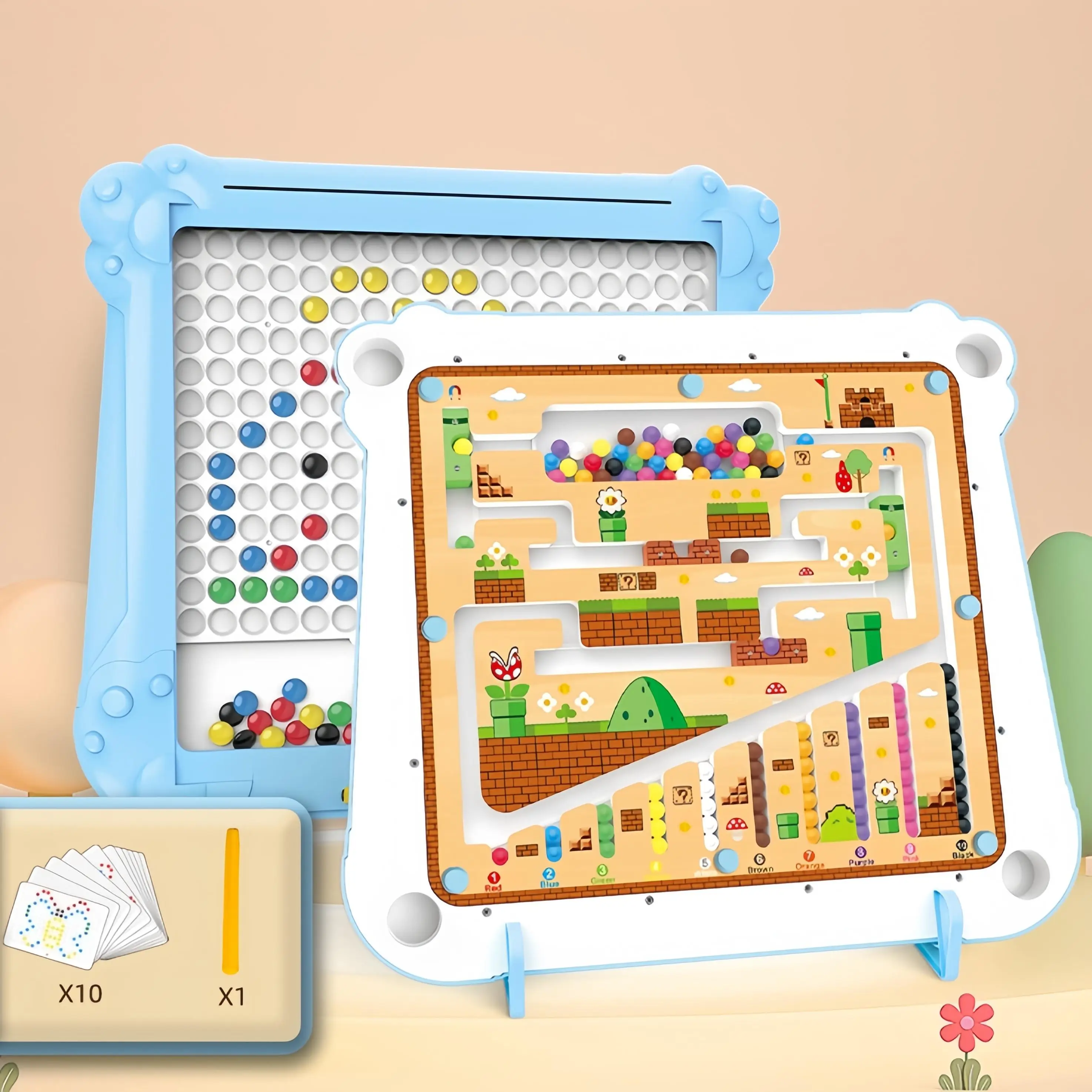 3-in-1 & 2-in-1 Montessori Magnetic Color & Number Maze, Educational Toy for Toddlers Ages 2-5, Fine Motor Skills Game, STEM Puzzle Learning Toy, Birt