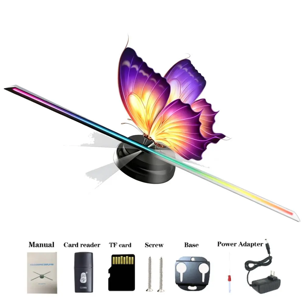 16.5in 3D Hologram Fan, 224 HD LED Beads 2000x224 Resolution, WiFi/APP/Remote Control, Holographic Projector for Store Signs, Party, Bar