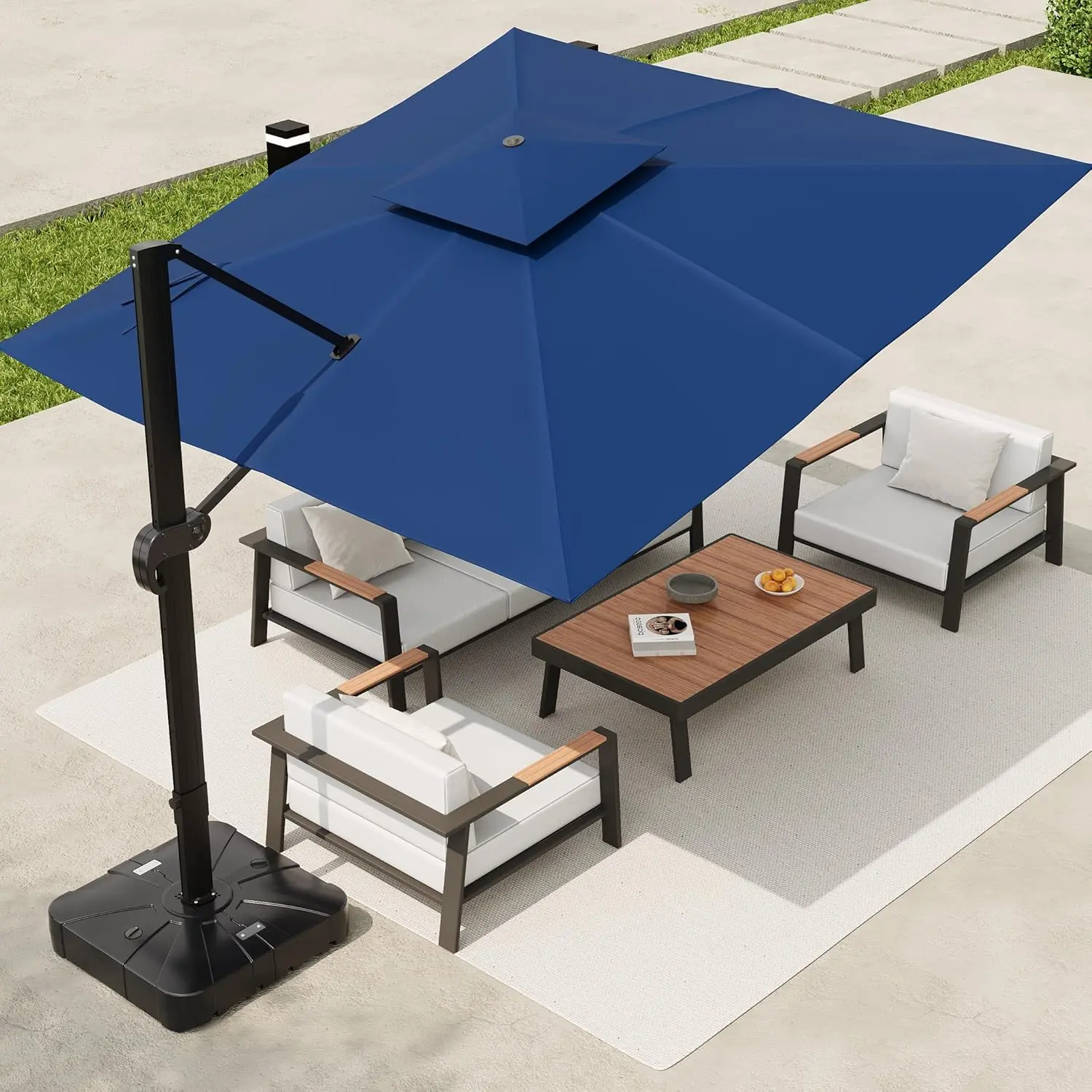 10x10 Ft Patio Umbrella 360° Rotation Adjustable Height Waterproof Oxford Fabric Aluminum Frame with Ventilated Top & Fillable Base for Outdoor Garden Poolside,summerwins