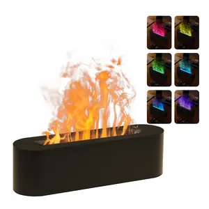 Essential Oil Diffusers 150ml, Flame Diffuser Humidifier for Essential Oils with 7 Colors Changing, Aromatherapy Diffuser for Home Office Bedroom, Black