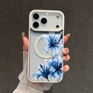 Blue Lily Whisper Snap Case for iPhone 17/16 Pro Max 15 Pro 14 13 12 Mini 11 XR XS Plus SE Shockproof Slim Protective Cover