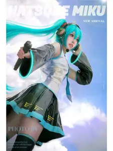 Hatsune Miku Future Cosplay Wig, Women's Long Soft Natural Hair, Double Horsetail Sweet Full Head Set, Rose Intranet Design, Synthetic Wigs