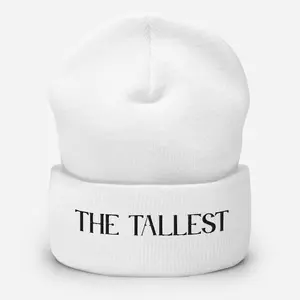 The Tallest Cuffed Beanie - White - Unisex Fit Hypoallergenic Hand Washable for Tall Individuals