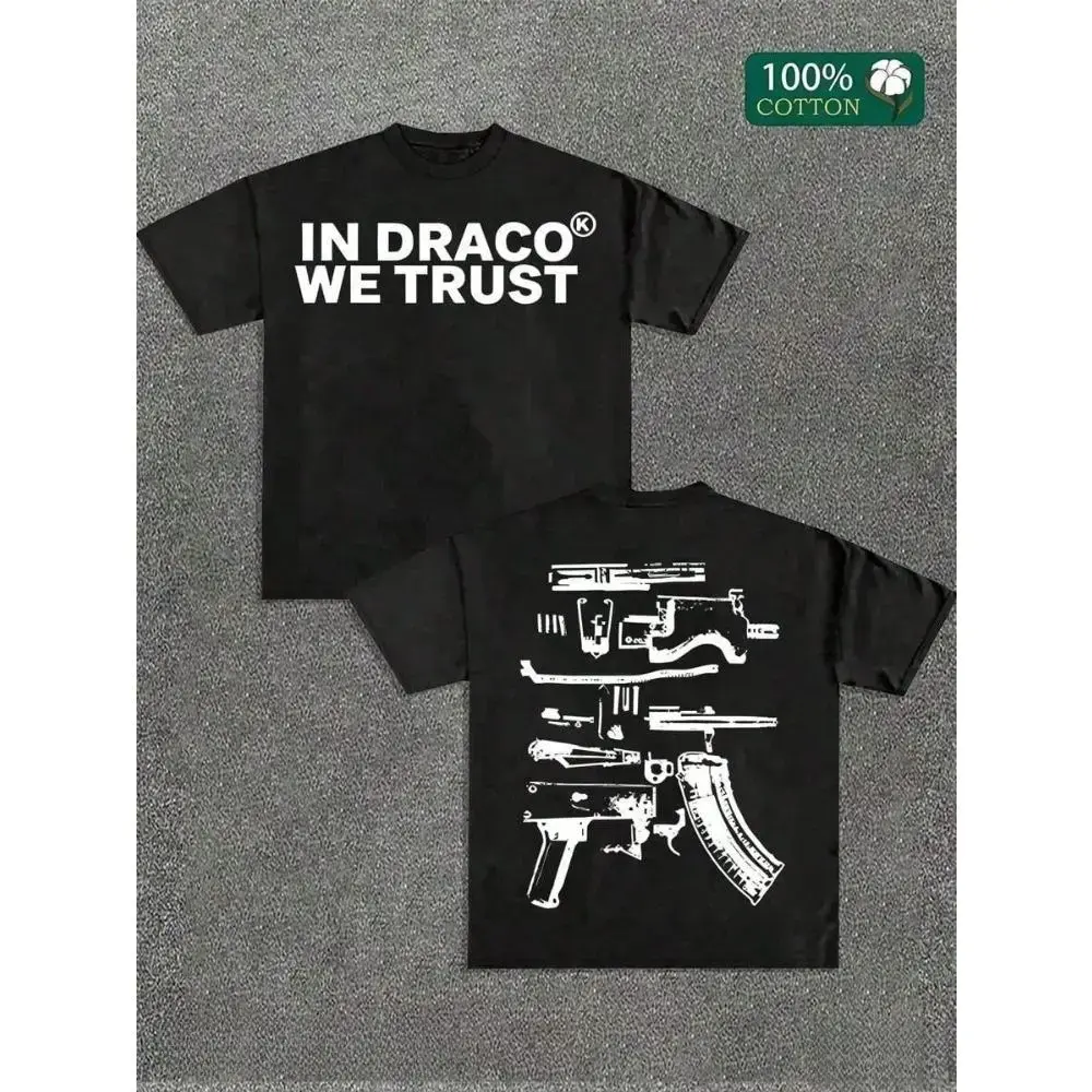 A High-Quality Men's Street T-Shirt, Which We Trust In Draco, Is Printed On Both Sides Of Firearms, A Must-Have Fashion Item For Inspirational Men, A Men's T-Shirt With Round Neck And Short Sleeves, Cotton Casual, Loose And Versatile,, Shortsleeve, Classi