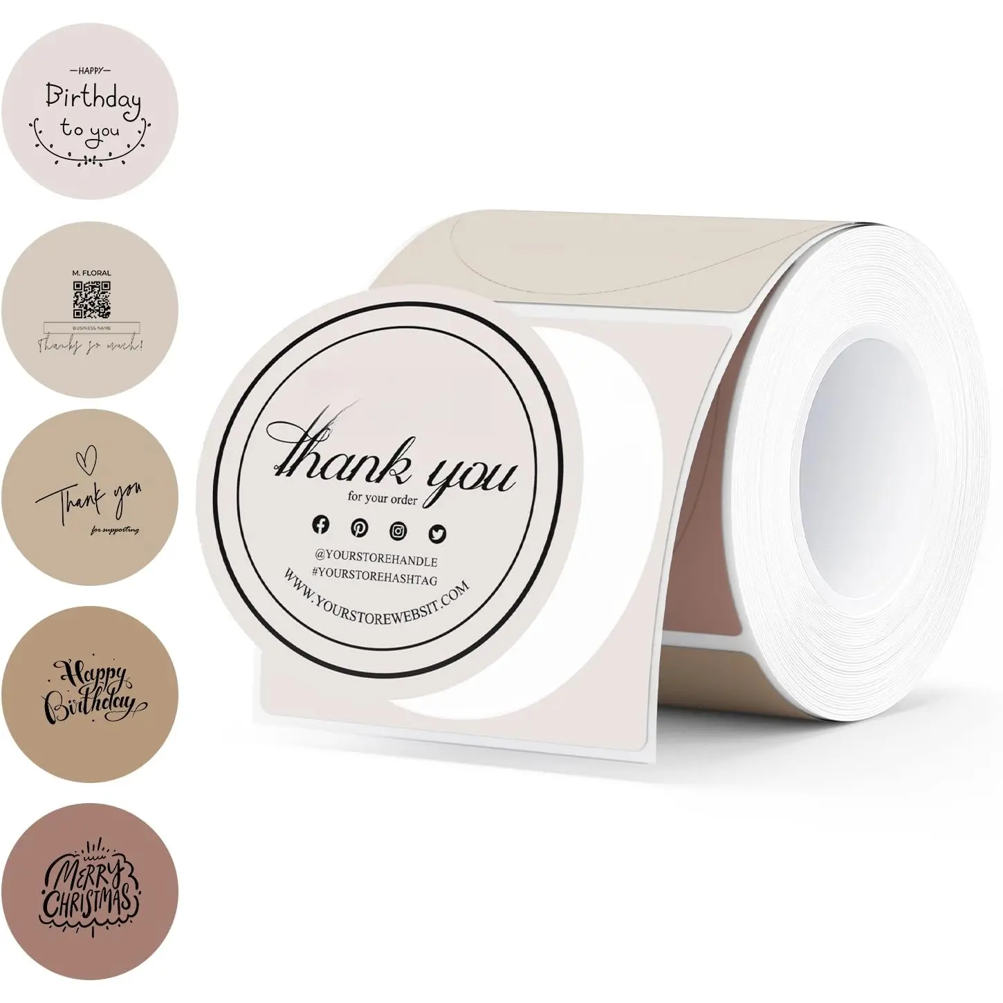 Direct Thermal Circle Series Labels, 1.96in x 1.96in Circle Stickers for Candle Business, Offices, 150 Sheets per Roll, Compatible with 4x6 Printers