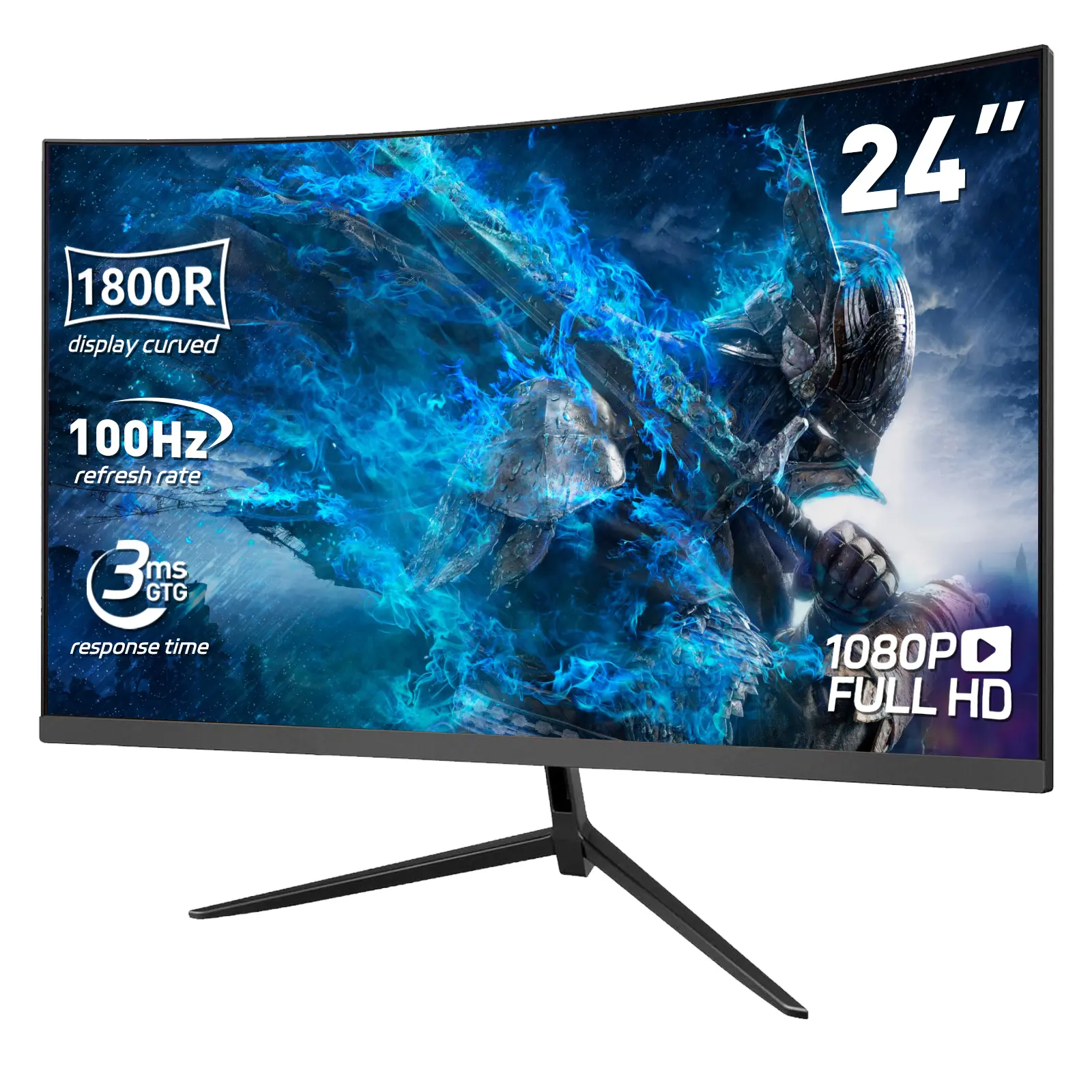 Neo 24” Curved Gaming Monitor - Curved Computer Screen (23-25in), 100Hz IPS FHD, 3ms Response Time, FreeSync, Blue Light Filter Eye-Care Tech, Built-in Speakers, HDMI & DP Ports, VESA Mount Compatible Desktop Component #TikTokShopBacktoSchool