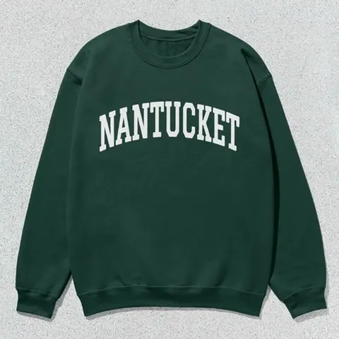 Nantucket Sweatshirt – Oversized Collegiate Crewneck, Preppy Unisex Sweater, Trendy Bachelorette Gift