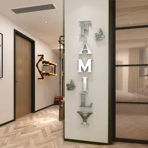 Family Wall Decor Letter Signs Acrylic Mirror Wall Stickers Decorations for Living Room Bedroom Home Decor Wall Decals