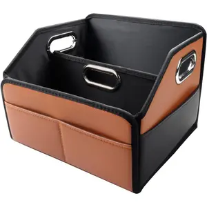 Leather  Seat Organizer for  Front Passenger Seats with 6 Storage Compartments 3 Carry Handles Front Seat  Organizer for  Multipurpose  Organizers and Storage Brown and Black