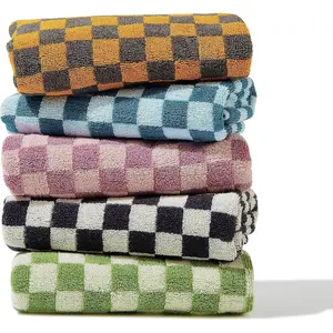 Hand Towels 5 Pack -   Towels Soft, Absorbent, and Decorative Checkered Design for Bathroom, Kitchen, Gym, and  - 13 x 29 Inches for Any Occasion