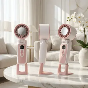 Portable Handheld Fan with Digital Display - 5 Speeds,Rechargeable Mini Fan for Travel & Office