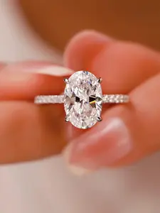 Luxurious Oval High Purity Moissanite Ring, Elegant Women's Jewelry for Daily Wear, Party, Engagement, Sizes 6-9, Perfect Gift