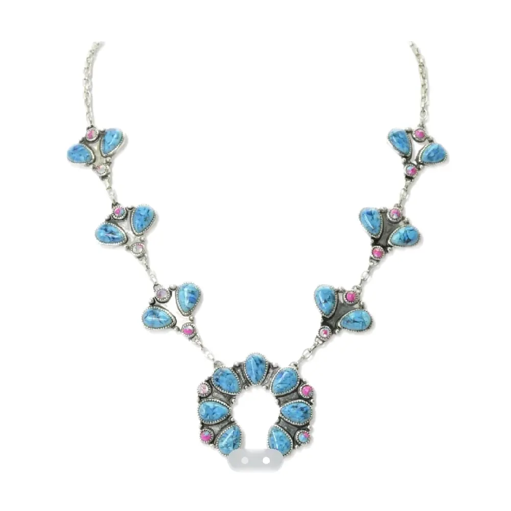 Blue Squash Blossom Necklace, Brand-New Just-In Fashion Jewelry 20" w/3" Extender