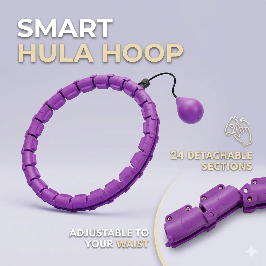 Weighted Hula Circle Hoops for Adults, 24 Detachable Links Exercise Hoop, Fitness Circle Suitable for Women and Beginners, Home Workout Equipment, Training Equipment