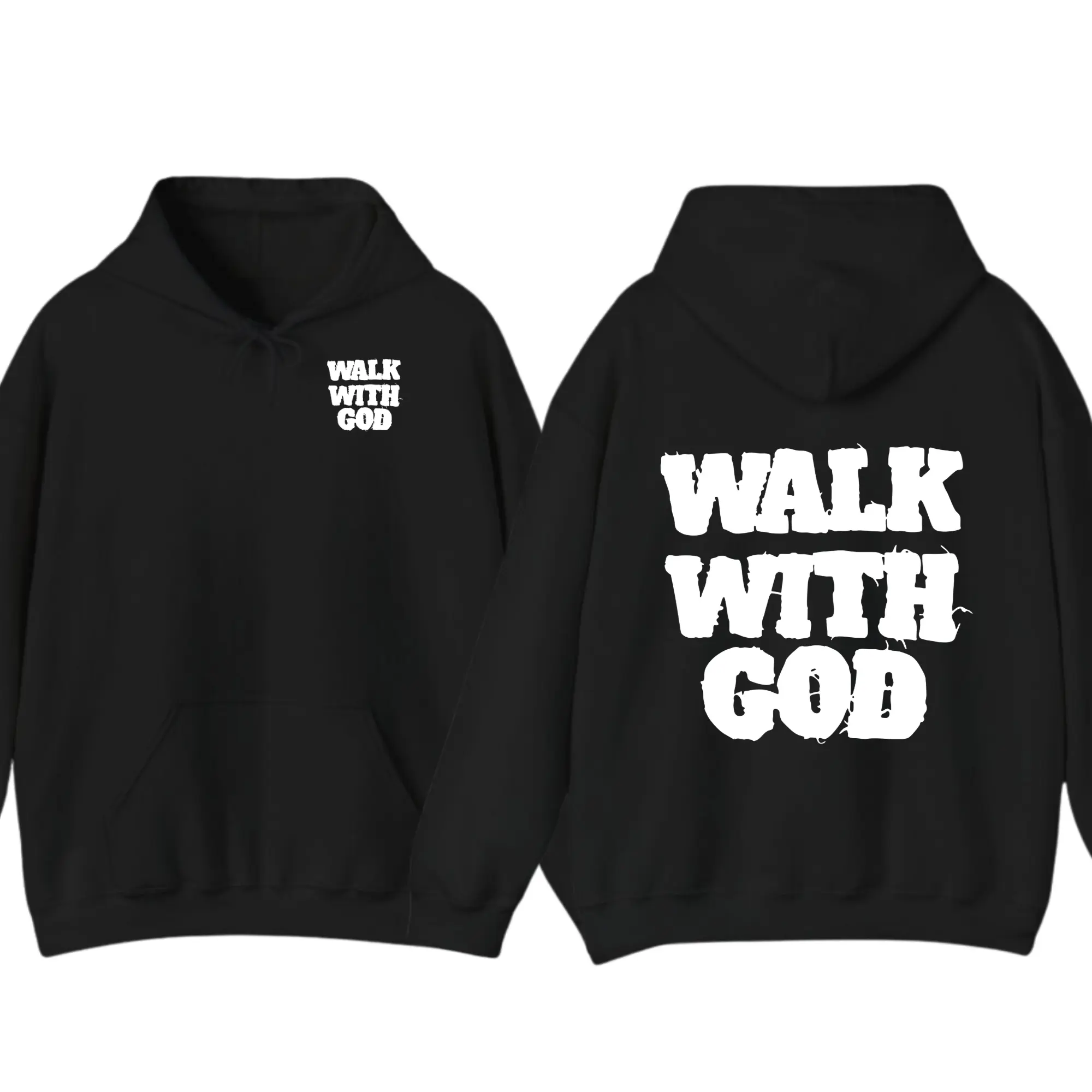 Walk With God Hoodie & T-Shirt – Christian Faith-Based Graphic Apparel, Bible Verse Design, Comfortable Unisex Fit for Men & Women, Daily Reminder Tee or Cozy Hoodie