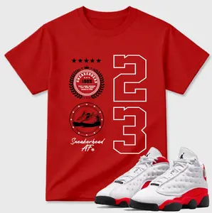 AJ 13 White and University Red Match Shirt, Shirt To Match AJ 13 Cherry Sneaker, Cherry 13 Shirt, Fashion Clothes, Unisex Shirt, Casual Everyday Wear