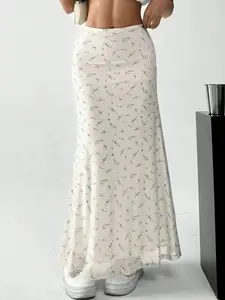 Women's Ditsy Floral Print Fish Tail Hem Skirt, Boho Fashion Long Skirt for Daily Holiday Vacation Wear, Ladies Bottoms for Summer