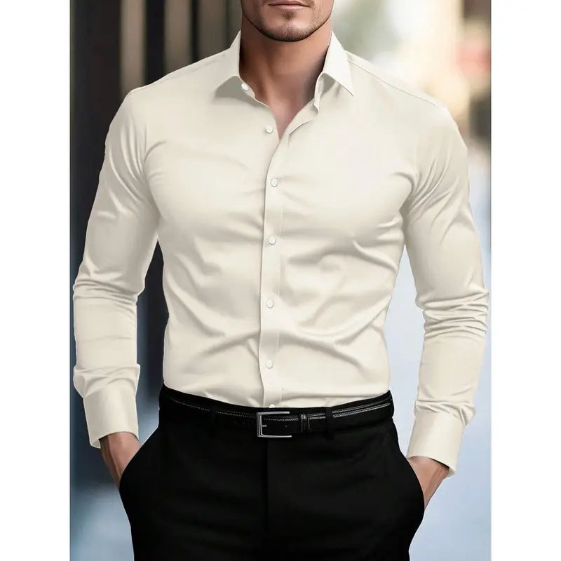 slim fit dress slacks Signature Pink Slim Fit Cream Dress Shirts – Elegant Style – Valnti main image 1
