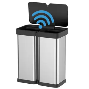 GARVEE Touchless Automatic Motion Sensor Trash Can - 60 Liter/16 Gallon Smart Waste Bin with Soft-Close Lid, Ideal for Kitchen, Office, and Living Room Use, Large Stainless Steel Design for Modern Spaces.