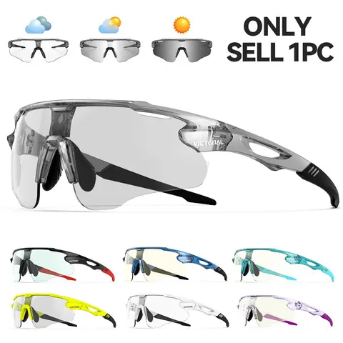 Photochromic Sports Glasses, UV400 Protection Bike Eyeglass for Fishing Jogging Camping, Lightweight TR90 Frame Glasses for Men & Women, Photochromic Cycling Glasses, Riding Glasses