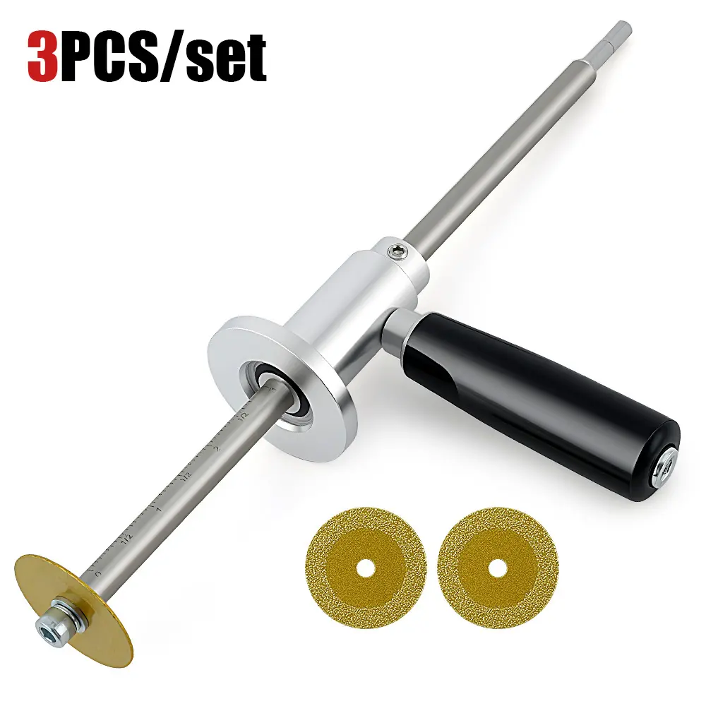 LOZLIN Heavy Duty PVC Pipe Inside Cutter, Diamond Grit Wheel, 7-Inch Adjustable Depth for 1-1/2 to 8 Inches Pipes, 1/4in Hex Shank for Impact Drivers