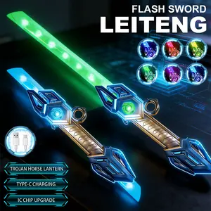 Cool Retractable Lights Saber Toy With LED Lights, Laser Retractable Toy, Multicolored Flashing Light Sound Effect Laser, Transformations Flash Fluorescent Stick Toy, Role-playing Combat Toy, Holiday and Birthday Gifts for Children