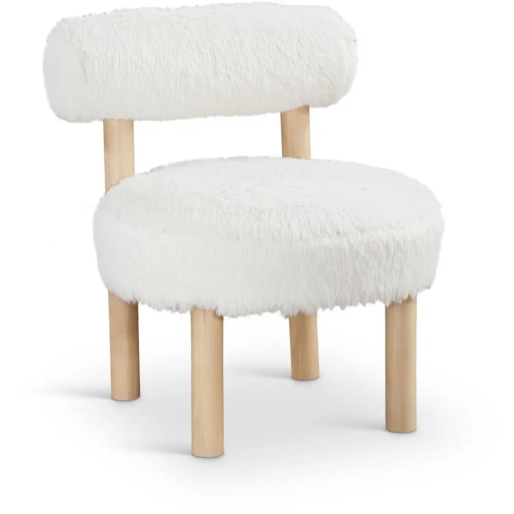 Ambre Cream Vegan Shearling Fabric Upholstered Accent Chair