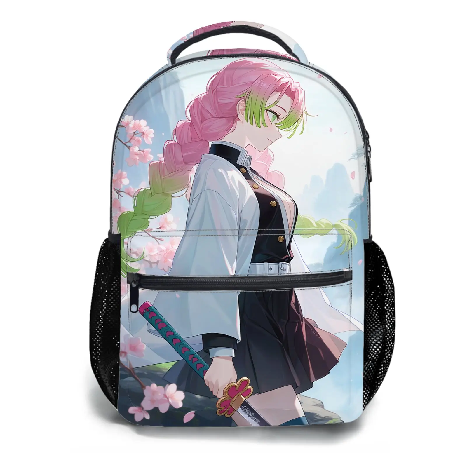 Student Schoolbag Childrens Schoolbag High Quality Schoolbag Gift For Anime Mitsuri Kanroji Print Durable Polyester Fabric Double Shoulder Strips For Teenagers Students Daily Use