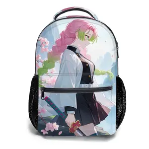 Student Schoolbag Childrens Schoolbag High Quality Schoolbag Gift For Anime Mitsuri Kanroji Print Durable Polyester Fabric Double Shoulder Strips For Teenagers Students Daily Use