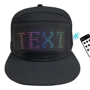 Customizable LED Display Hat USB Rechargeable with Mobile APP Control For Street Dance Dj Costumes