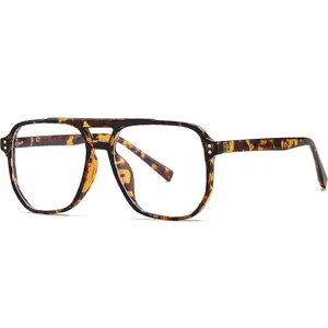 Retro  Square Glasses for Women Men Big Square Aviator Blue Light Eyeglasses