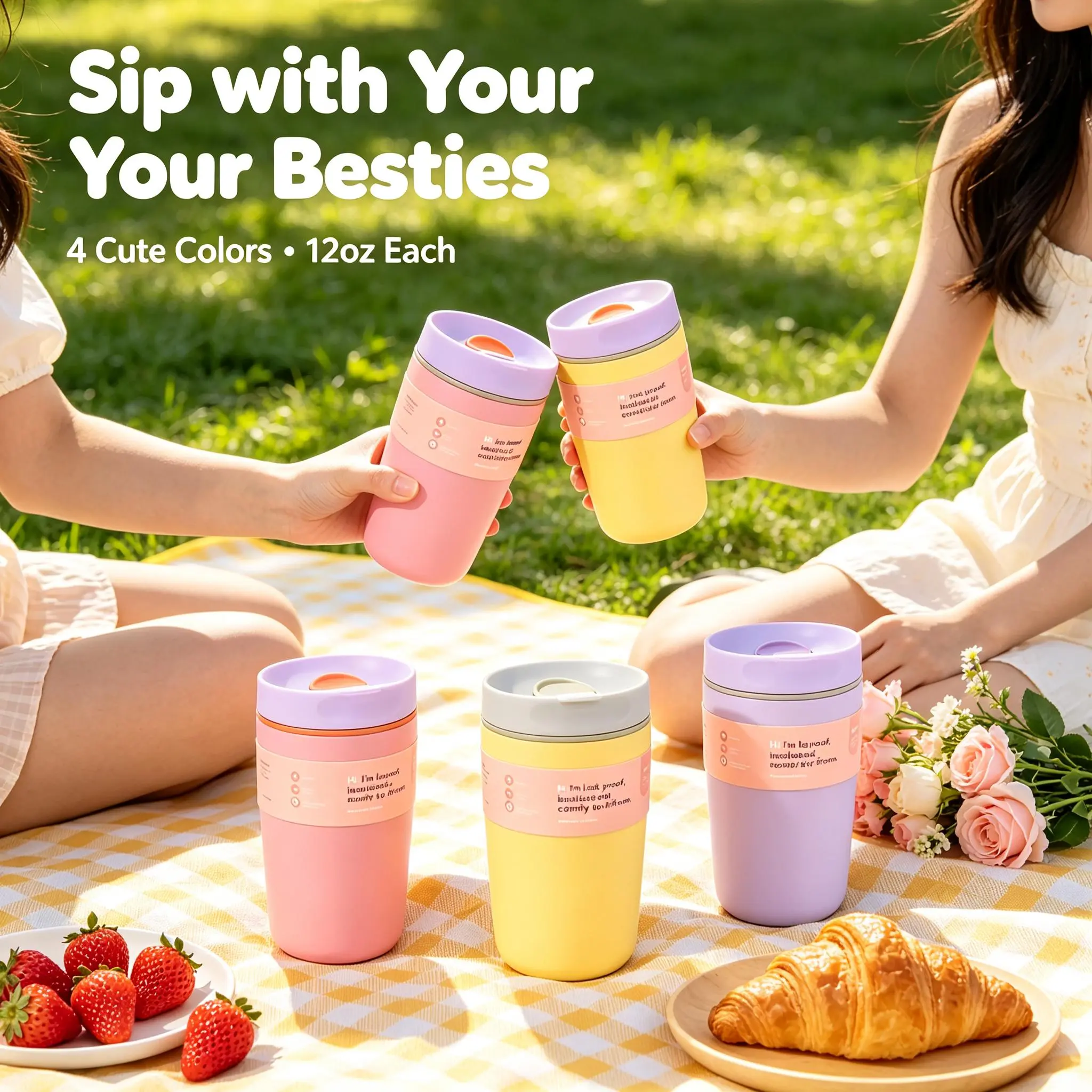 355ml Stainless Steel Leakproof Tumbler,12oz Insulated Travel Coffee Mug with Lid,  Reusable Portable Coffee Cup for Hot & Cold Drinks, Office Car Travel