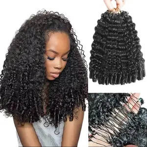 Asakiss Hair Feather Crochet Human Hair Burmese Curly for Miracle Knots Boho Braids Knotless Water Wave Kinky Curly Feather Crochet Human Hair 4-5 Packs for Full Head Pre-Separated, 60g/Pack Time-Saving, lightweight Glueless Protective Styles Deep Wave Ha